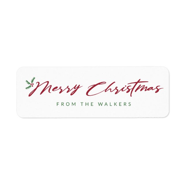 Frohe Weihnachtsschrift mit Pine & Beries Design (Vorne)