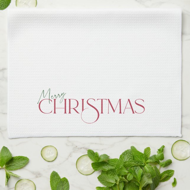 Frohe Weihnachtsschrift & Moderne Serifendesign Geschirrtuch (Gefaltet)