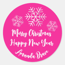 Frohe Weihnachtsschrift Name Snowflake Bright Pink
