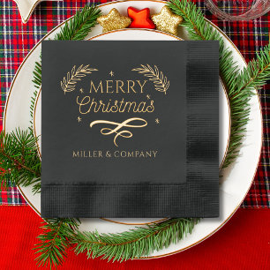 Frohe Weihnachtsschrift Personalisierter Firmennam Servietten Mit Folie