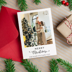 Frohe Weihnachtsschrift Red Black Kariert Foto Feiertagskarte