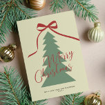 Frohe Weihnachtsschrift Rot-Grün-Baum, nicht Foto Feiertagskarte<br><div class="desc">Retro Stil Rot und Grün Baum und Rot Bogen Merry Weihnachten handgeschriebene Skript nicht Foto einfache Urlaubskarte. Einfach mit Ihrem Familiennamen und Jahr personalisieren.</div>