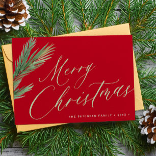 Frohe Weihnachtsschrift rot grün einfach Feiertagskarte
