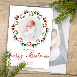Frohe Weihnachtsschrift Rot und Grün Foto Feiertagskarte