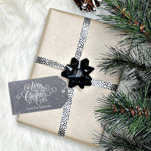 Frohe Weihnachtsschrift Silber Glitzer personalisi Geschenkanhänger