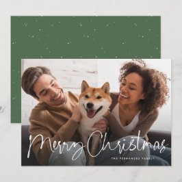 Frohe Weihnachtsschrift Spaß einfach ein Foto Feiertagskarte