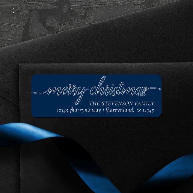 Frohe Weihnachtsschrift | Trendy Navy Blue Address (Von Creator hochgeladen)