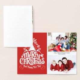 Frohe Weihnachtsschrift Typografie Familie Foto Folienkarte