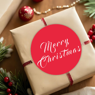Frohe Weihnachtsschrift White Red Holiday Runder Aufkleber