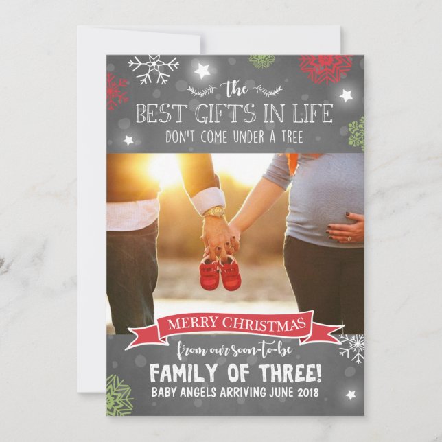 Frohe Weihnachtsschwangerschaft Ankündigung Rustic (Vorderseite)