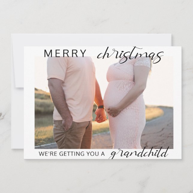 Frohe Weihnachtsschwangerschaft/Baby-Ankündigung F Feiertagskarte (Vorderseite)