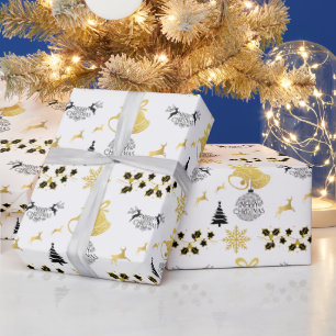 Frohe Weihnachtsschwarz, Gold mit Rentier, Bell WH Geschenkpapier