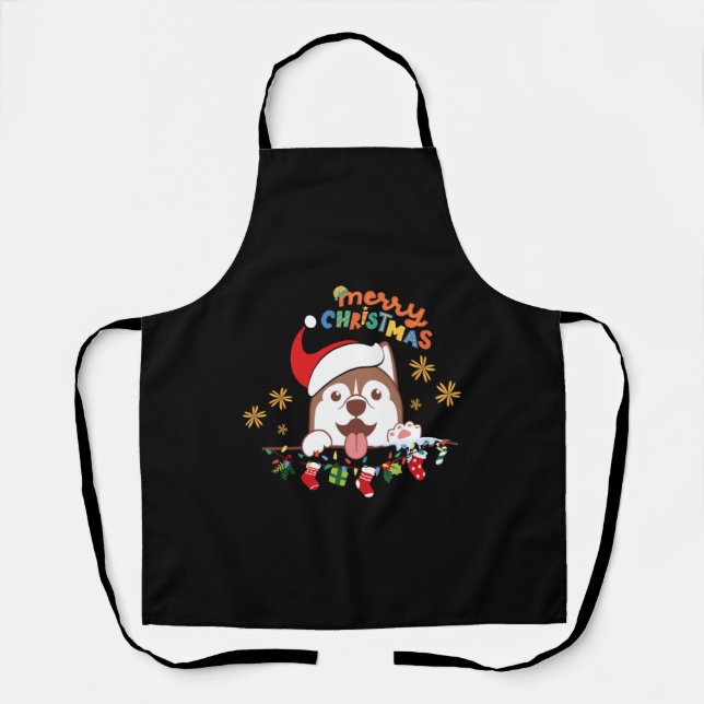 Frohe Weihnachtsshelties Magnet Schürze (Vorderseite)