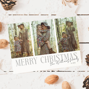 Frohe Weihnachtssignatur Multi Foto White Feiertagskarte