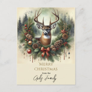 Frohe Weihnachtsstag Deer Holiday Postkarte