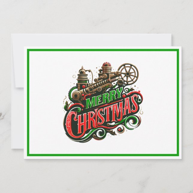 Frohe Weihnachtsstampunk Feiertagskarte (Vorderseite)