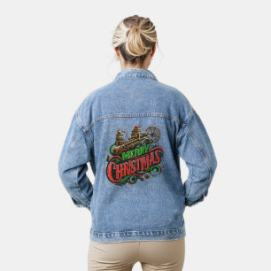 Frohe Weihnachtsstampunk Jeansjacke