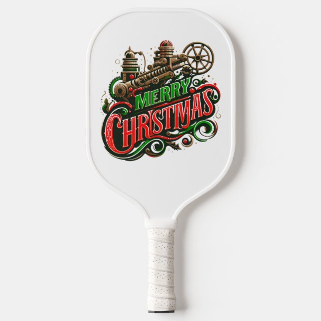 Frohe Weihnachtsstampunk Pickleball Schläger (Vorderseite)