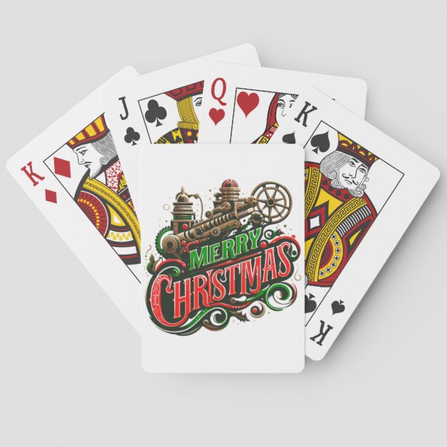 Frohe Weihnachtsstampunk Spielkarten (Rückseite)