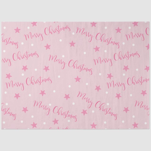 Frohe Weihnachtsstars Pink Christmas Seidenpapier (Vorderseite)