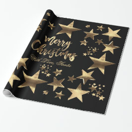 Frohe Weihnachtsstars Schwarzes Gold Elegantes Skr Geschenkpapier