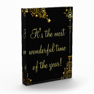 Frohe Weihnachtsstars Typografie Black Gold Chic Fotoblock