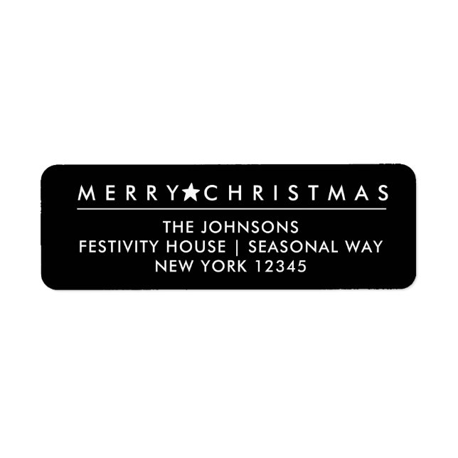 Frohe Weihnachtsstern | Black Return Address Label (Vorne)