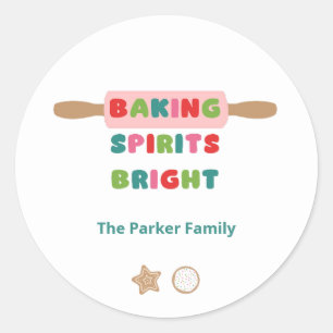 Frohe Weihnachtssticker 'Baking Spirits Bright' Runder Aufkleber