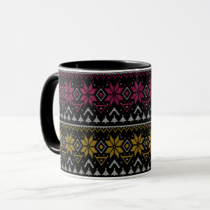 Frohe Weihnachtsstickerei Kreuzstich hässlich Schw Tasse