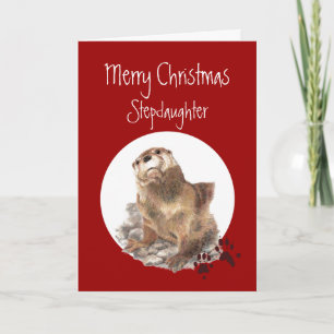 Frohe Weihnachtsstochter Otter Animal Spaß Feiertagskarte