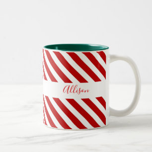 Frohe Weihnachtsstreifen Zweifarbige Tasse