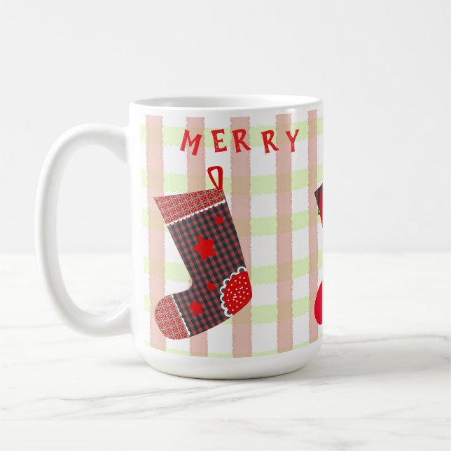 frohe Weihnachtsstrümpfe Kaffeetasse (Links)