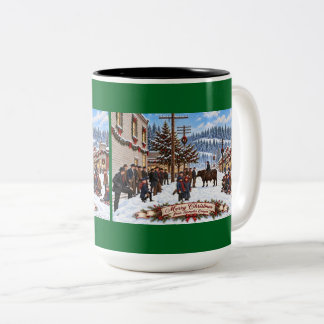 Frohe Weihnachtstasse aus Sumpter Oregon Zweifarbige Tasse