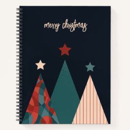 Frohe Weihnachtstext abstrakte Weihnachtsbäume Notizbuch
