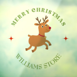 Frohe Weihnachtstext Rentiere weiß Fensteraufkleber