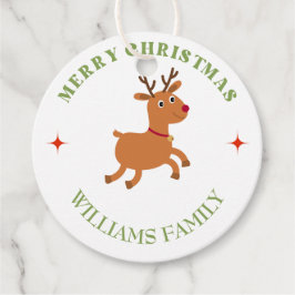 Frohe Weihnachtstext Rentiere weiß Geschenkanhänger