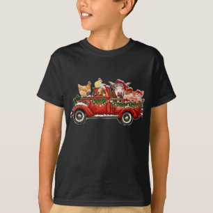 Frohe Weihnachtstiere Farm Santa Red Truck Light T-Shirt