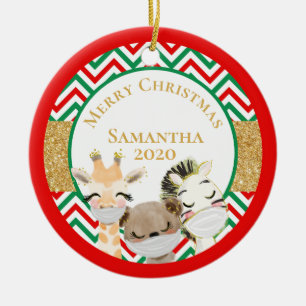 Frohe Weihnachtstiere Gesicht Masken 2020 Custom Keramik Ornament