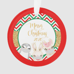Frohe Weihnachtstiere Gesicht Masken 2020 Lamas Ornament