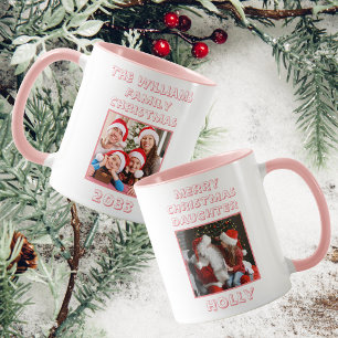 Frohe Weihnachtstochter Foto Rosa & Weiß Tasse