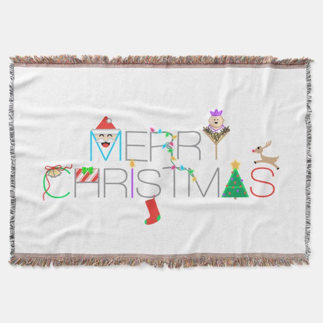 Frohe Weihnachtstypografie Decke (Vorderseite)