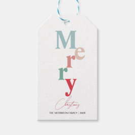 Frohe Weihnachtstypografie einfache helle Farbe Geschenkanhänger