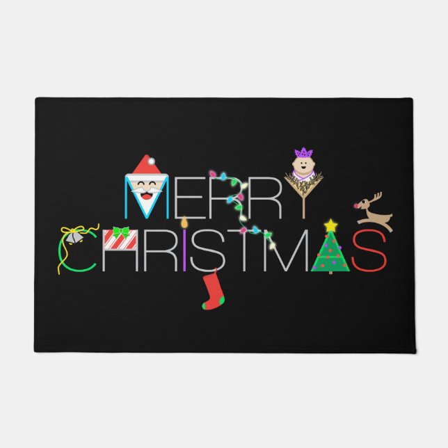 Frohe Weihnachtstypografie Fußmatte (Vorderseite)
