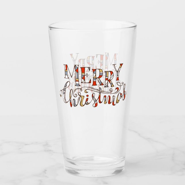 Frohe Weihnachtstypografie Glas (Vorderseite)