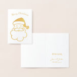 Frohe Weihnachtstypografie Gold Foil Santa Claus Folienkarte<br><div class="desc">Niedlicher Weihnachtsmann Elegant Gold oder Silberfolie,  Happy Holidays Typografie,  Sie können alle Texte ändern,  Elegant Pater Weihnachts Mini-Karte für Weihnachtsgeschenke</div>