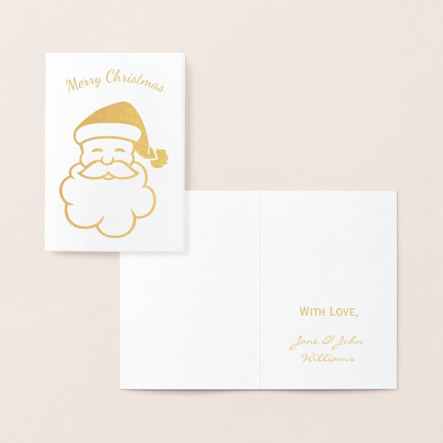 Frohe Weihnachtstypografie Gold Foil Santa Claus Folienkarte (Anzeige)