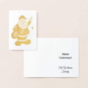 Frohe Weihnachtstypografie Gold Foil Santa Claus Folienkarte
