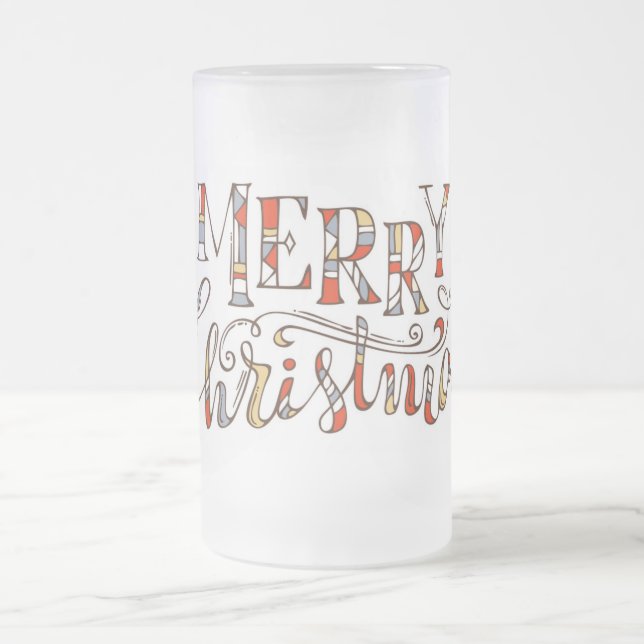 Frohe Weihnachtstypografie Mattglas Bierglas (Mittel)