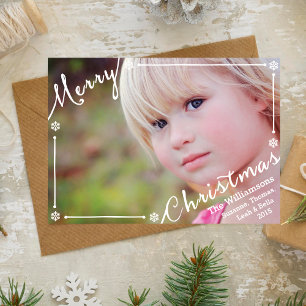 Frohe Weihnachtstypografie Snowflake Holiday Foto Feiertagskarte