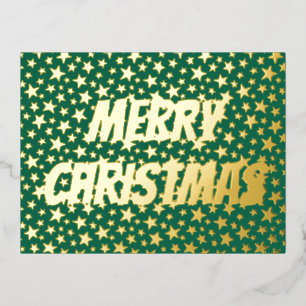 Frohe Weihnachtstypografie Sterne Grün Moderne Chi Folien Feiertagspostkarte